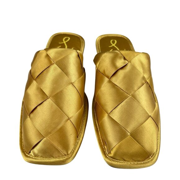 Sam Edelman Women's Rhys Satin Woven Slippers 6M Gold Yellow Slip On House Shoes - Picture 3 of 12